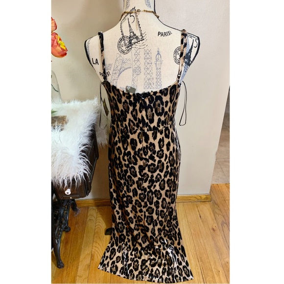 Leopard print stretch velvet Taylor dress woman’s size 6 new brown tan black - Picture 3 of 9